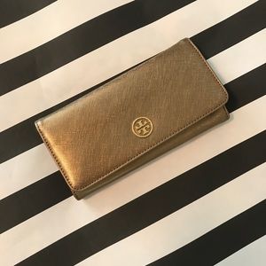 Tory Burch gold wallet/clutch